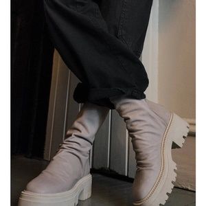 Free People Emma Ruched Boots Size 7 Buttery Soft Leather Platform Lug Sole